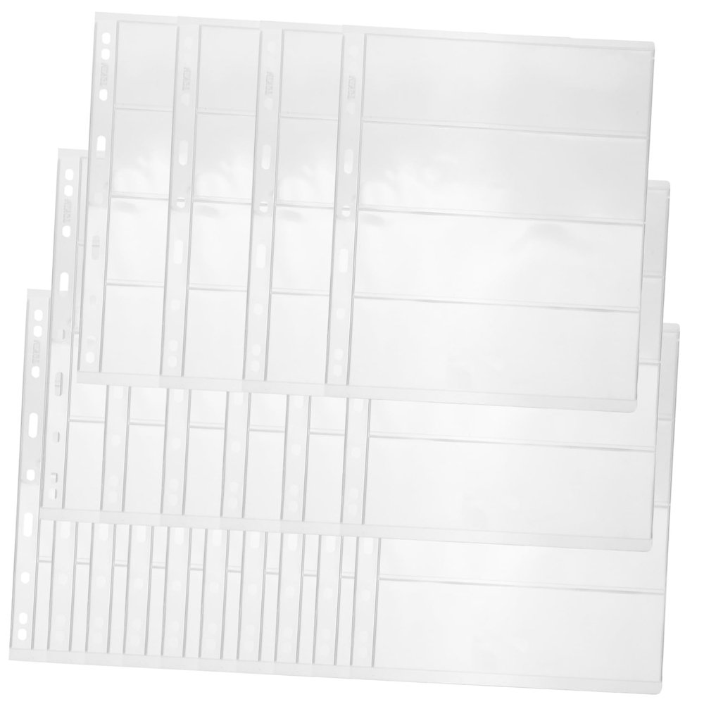 HOMSFOU 20Sheets Stamp Album Pages Standard Transparent Binder Pages for Coin and Stamp Collecting and Protective Storage for Collectible Items