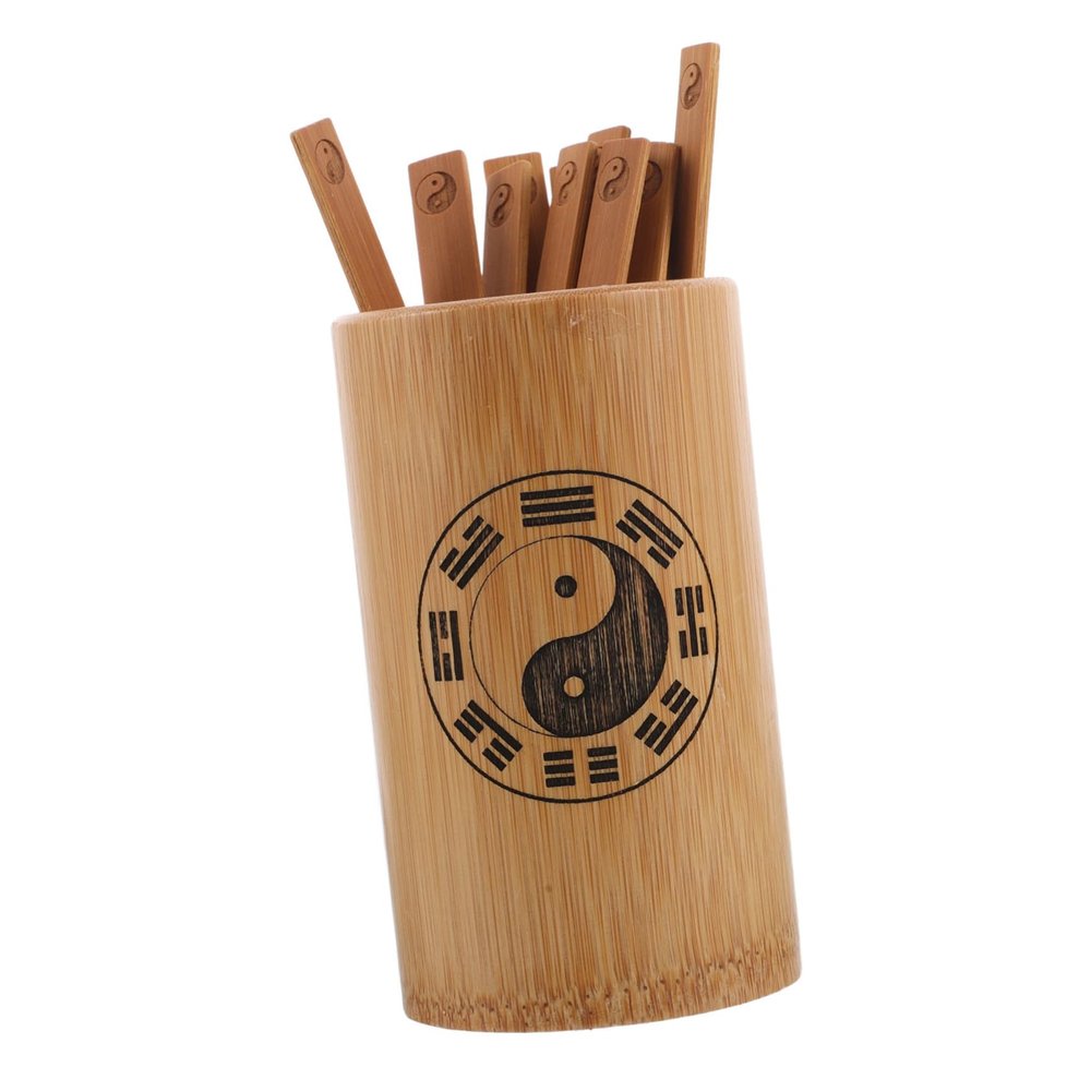 Cabilock Traditional Chinese Culture Learning i Ching Fortune Telling Sticks Bamboo Wooden Bucket Feng Shui