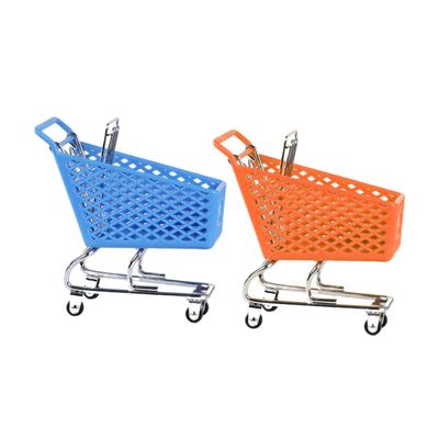 HOOTNEE 2Pcs Mini Shopping Cart Basket Decorative Desktop Storage Baskets for Home Decor and Organization Multi-Function Mini Cart Ornament for Kitchen and Office Use Random Color
