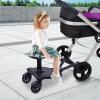 2-in-1 Stroller Board with Removable Seat | Universal Fit for 55lbs Kids 3-7Y | 360 PU Wheels & Adjustable Height/Length | Standing/Sitting Toddler Rider Accessory view 2