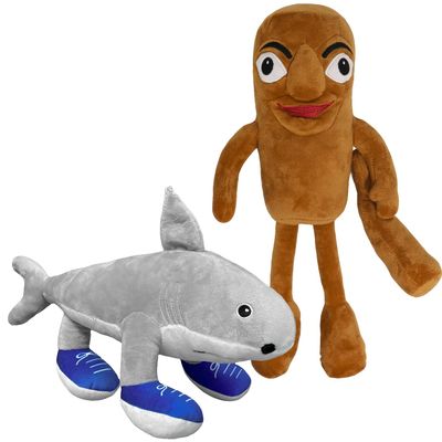2Pcs Italian Brainrot Plush Toy 14 Inches Tung Tung Tung Sahur and Tralalero Tralala Plush Soft Stuffed Meme Dolls for Collectors, Aesthetic Dcor & Funny Gift Ideas(2Pcs)