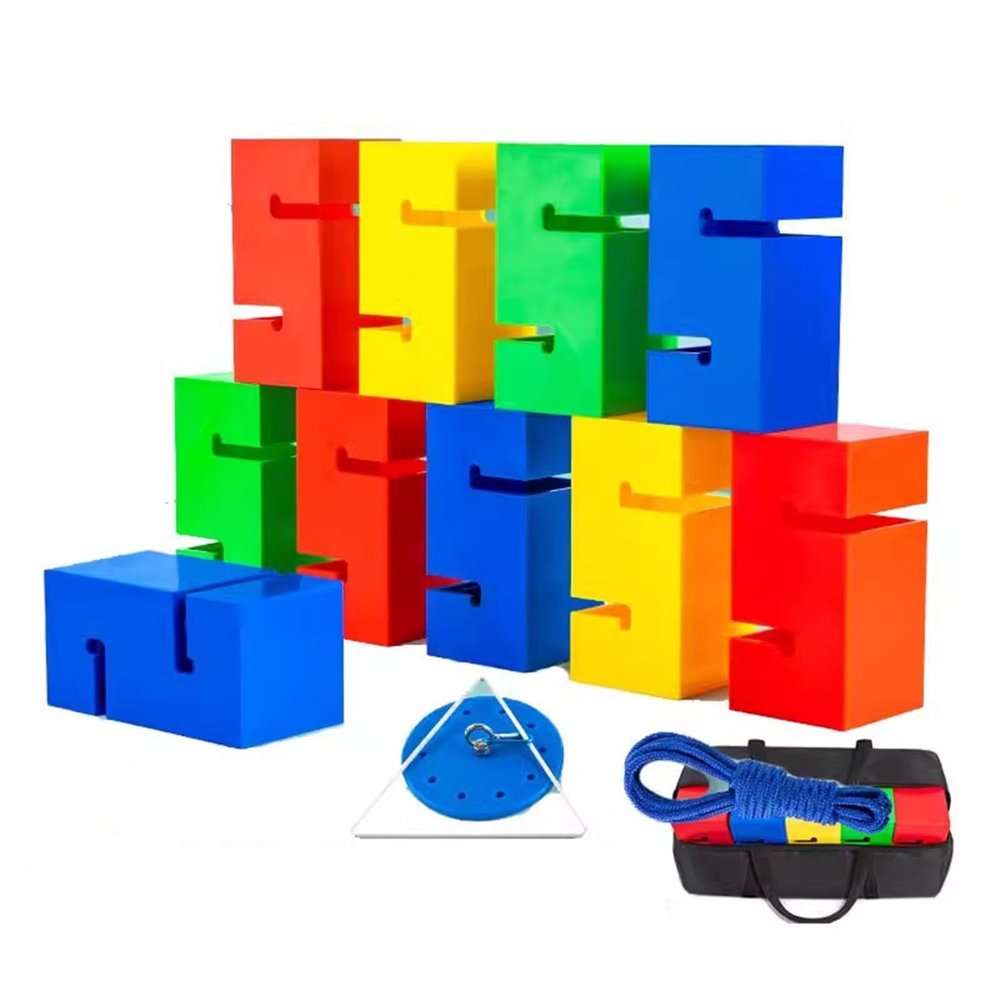 GMSDHCY Team Building Outdoor Group Team Building Tower Games w/Bag, ABS Stacking Blocks Set for Adults Teens Teamwork Creative Activities(10PCS)