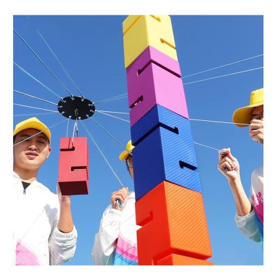 GMSDHCY Team Building Team Building Tower Games for Work, Outdoor Group Activity Teamwork Games for School Classroom Enterprise Training(Yellow,8PCS)