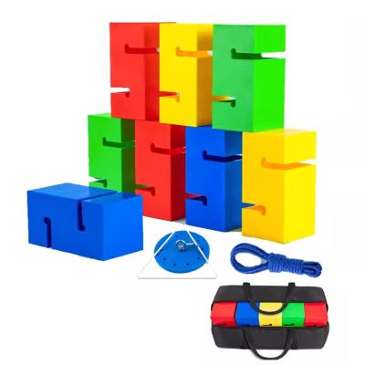 GMSDHCY Team Building Outdoor Group Team Building Tower Games w/Bag, ABS Stacking Blocks Set for Adults Teens Teamwork Creative Activities(8PCS)