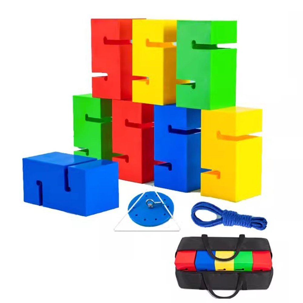 GMSDHCY Team Building Outdoor Group Team Building Tower Games w/Bag, ABS Stacking Blocks Set for Adults Teens Teamwork Creative Activities(8PCS)