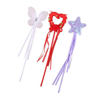 GARIOUANS 3pcs Fairy Wands Set for Girls Pentagram Heart and Design Colorful Sticks for Birthday Party Decorations and Cosplay