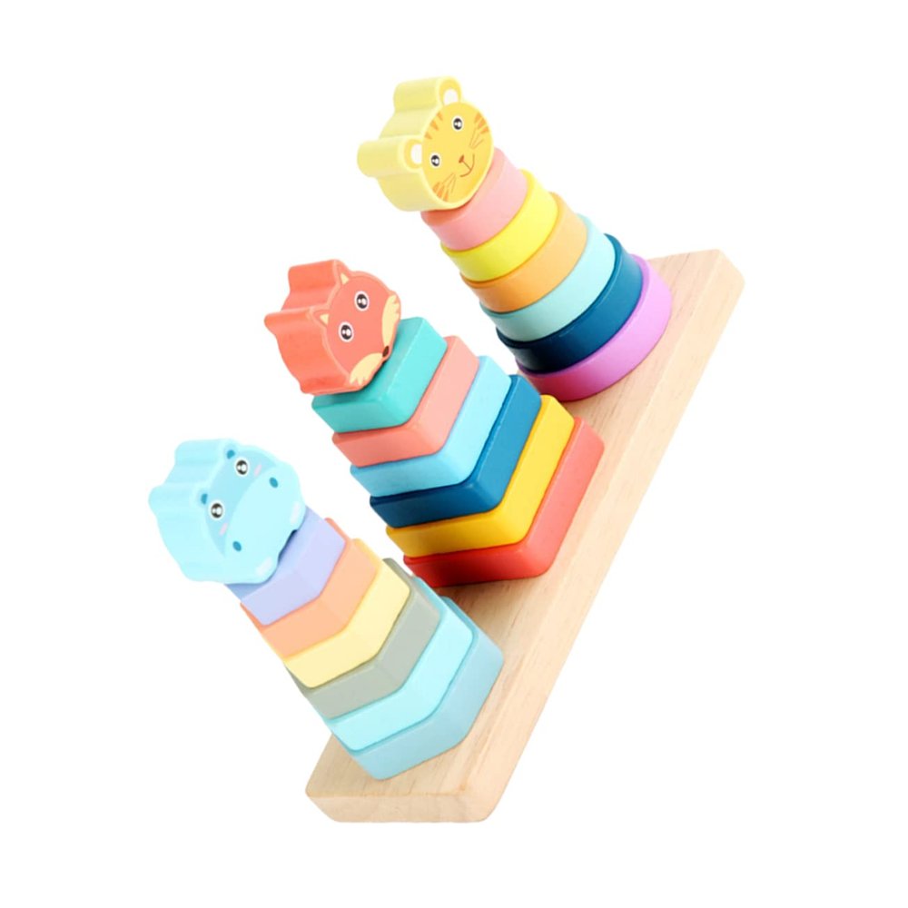 CIYODO 1Set Rainbow Animal Stacking Tower for Shape Sorter Stacker for Boy Girl Nesting Rings Educational Play Boosts Fine Motor Skills Memory Development