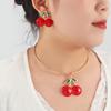Bohemian Women's Fruit Necklace Earring Set,red,38cm view 2
