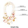 Bohemian Handmade Imitation Pearl Multi-Layer Flower Starfish Beach Necklace,golden,61+5.3cm view 4