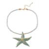 Bohemian Starfish Pendant Beach Alloy Necklace,white,45.5+8.5cm view 3