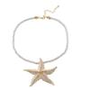 Bohemian Starfish Pendant Beach Alloy Necklace,blue,45.5+8.5cm view 2