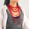 ZYIBPMSJKQCFK Bohemian Red Multi-Layer Resin Bead Handmade Necklace For Women,white,43.3cm + 7.5cm view 3