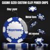 25 Custom Clay Poker Chips, 40mm Heavy 11.5g Casino Sized Personalized Poker Chips with Your Logo, Image or Text, Custom Drink Tokens for Bar, Party, Tournaments, Golf Club or Events (Blue) view 4
