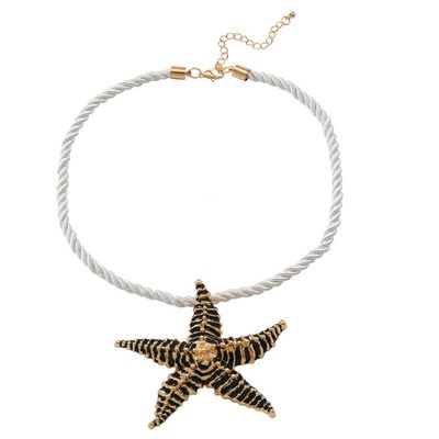 Bohemian Starfish Pendant Beach Alloy Necklace,black,45.5+8.5cm