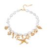 42+8.5cm Shell Seahorse Starfish Alloy Imitation Pearl Necklace Multi-Layer Conch,white,42+8.5cm view 1