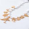 42+8.5cm Shell Seahorse Starfish Alloy Imitation Pearl Necklace Multi-Layer Conch,white,42+8.5cm view 2