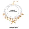 42+8.5cm Shell Seahorse Starfish Alloy Imitation Pearl Necklace Multi-Layer Conch,white,42+8.5cm view 3