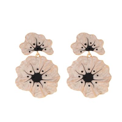 7.5 * 4.8cm Bohemian Metal Flower Enamel Earrings Accessories,white,7.5 * 4.8cm