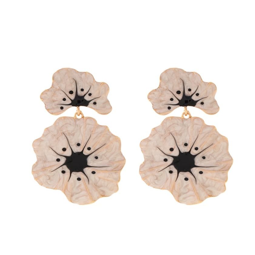 7.5 * 4.8cm Bohemian Metal Flower Enamel Earrings Accessories,white,7.5 * 4.8cm
