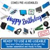 3pcs Computer Birthday Party Decorations Blue Happy Birthday Party Banner Intelligence Theme Garland Decorations for Computer Themed Party Baby Shower Supplies view 3