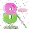 16 Inch Pink and Green Pinata Set with Number 8 Piata, Blindfold, Stick and Confetti for Boys Girls 8th Birthday Party Decorations (8-Pink and Green Piata) view 1