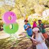 16 Inch Pink and Green Pinata Set with Number 8 Piata, Blindfold, Stick and Confetti for Boys Girls 8th Birthday Party Decorations (8-Pink and Green Piata) view 4