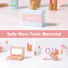 PKiFan Wooden Makeup Toy Set for Girls Ages 3-6 | Toddler Vanity Set with 14 Safe Accessories | Pretend Makeup & Beauty Salon Play | Kids Dress Up Tabletop Toy for Bedroom & Playroom view 2
