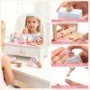PKiFan Wooden Makeup Toy Set for Girls Ages 3-6 | Toddler Vanity Set with 14 Safe Accessories | Pretend Makeup & Beauty Salon Play | Kids Dress Up Tabletop Toy for Bedroom & Playroom view 3