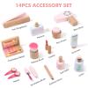 PKiFan Wooden Makeup Toy Set for Girls Ages 3-6 | Toddler Vanity Set with 14 Safe Accessories | Pretend Makeup & Beauty Salon Play | Kids Dress Up Tabletop Toy for Bedroom & Playroom view 4