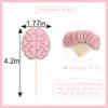 12Pcs Pink Glitter Brain Cupcake Toppers - Medical Themed Birthday Decorations,Pink Beauty Brains Party Photo Props,Cute Smart Brain Cupcake Toppers,Neurologist Graduation Party Decorations view 2