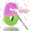 16 Inch Pink and Green Pinata Set with Number 6 Piata, Blindfold, Stick and Confetti for Boys Girls 6th Birthday Party Decorations (6-Pink and Green Piata) view 1