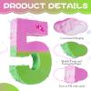 16 Inch Pink and Green Pinata Set with Number 5 Piata, Blindfold, Stick and Confetti for Boys Girls 5th Birthday Party Decorations (5-Pink and Green Piata) view 3