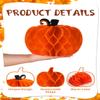 12 Pcs Fall Pumpkin Honeycomb Paper Decorations, Thanksgiving Pumpkins Table Centerpieces Hanging Pumpkin Honeycomb Tissue Balls for Halloween Thanksgiving Harvest Party Decor view 2