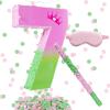 16 Inch Pink and Green Pinata Set with Number 7 Piata, Blindfold, Stick and Confetti for Boys Girls 7th Birthday Party Decorations (7-Pink and Green Piata) view 1