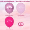 100Pcs Pink Balloons 12Inch Hot Pink Metallic Chrome Latex Balloons Baby Pink Balloon for Birthday Wedding Baby Shower Princess Party Decorations view 2