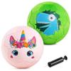 ZOOJOY Indoor Soccer Ball for Toddlers 1-3, Silent Baby Soccer Ball Soft Plush Inflatable with Pump, Ball Toys for Baby First Birthday Gift Boys Girls Kids, Pink Green view 1