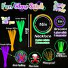 150 Pcs 8'' Green Purple Orange Glow Sticks Glow Necklaces In The Dark Party Favors Supplies Bright GlowSticks Bulk with Accessories for Birthday Halloween Christmas Party (Green, Purple, Orange) view 3