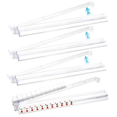 AzulHome 4PCS Mahjong Racks with Pushers, 18'' Clear Acrylic American Mahjong Tile Racks/Trays/Holders, Imports Modern Mahjong Racks with Built-in Pushers (Clear)