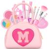 Kids Washable Makeup Kits for Little Girls - 18 Pcs Toddler Non Toxic Real Make Up Set with Lipstick - Valentines Day Gifts for 3 4 5 6 7 8 9 10 Years Old Pink Initial Heart Purse Birthday Toys - M view 1