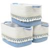 3 Pack Storage Basket for Shelves, Boho Cotton Rope Storage Bins with Heavy Tassel, Shelf Baskets Large Woven Baskets for Organizing, Cube Organizer Bins, Baby Laundry Basket for Clothes, Toys, Pets view 1