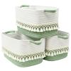 3 Pack Storage Basket for Shelves, Boho Cotton Rope Storage Bins with Heavy Tassel, Shelf Baskets Large Woven Baskets for Organizing, Cube Organizer Bins, Baby Laundry Basket for Clothes, Toys, Pets view 1