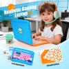 Cleboen Pretend Play Home Office Set for Kids  Toy Laptop Computer, LCD Writing Tablet, Pop Fidget Calculator, Phone, Headset, Glasses, Coffee Cup & Handbag, Birthday Gifts for Boys Girls Age 3-5-7 view 3
