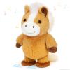 Easfan Talking Pony Repeats What You Say Walking Singing Stuffed Animal Electric Interactive Plush Toy Funny Animated Toy Mimicking Speaking Birthday for Kids Toddlers,9'' view 1