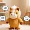 Easfan Talking Pony Repeats What You Say Walking Singing Stuffed Animal Electric Interactive Plush Toy Funny Animated Toy Mimicking Speaking Birthday for Kids Toddlers,9'' view 2