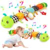 Baby Sensory Toys for 0-6 6-12 Months, Musical Stuffed Caterpillar Toy with Crinkle Rattle Mirror, Baby Essentials Infant Tummy Time Toys for 3 6 9 12 18 Months, Newborn Boys Girls Shower Gifts view 1