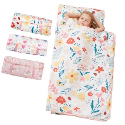 Toddler Nap Mat, Kids Sleeping Bag with Pillow & Minky Blanket, Girls Extra Large Rolled Nap Mats for Preschool Daycare Camping Kindergarten