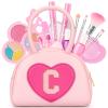 Kids Washable Makeup Kits for Little Girls - 18 Pcs Toddler Non Toxic Real Make Up Set with Lipstick - Valentines Day Gifts for 3 4 5 6 7 8 9 10 Years Old Pink Initial Heart Purse Birthday Toys - C view 1