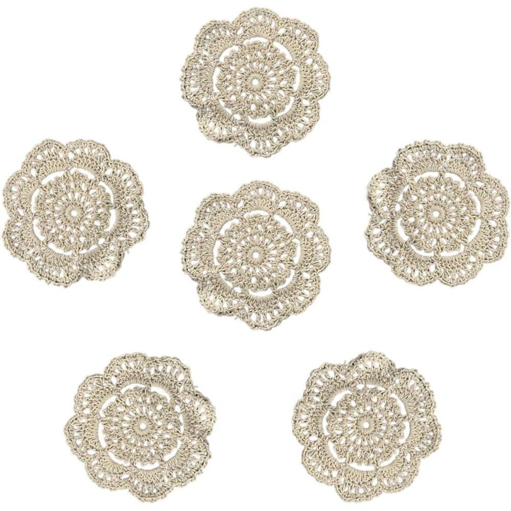 6pcs Crocheted Woven Placemats Coffee Table Mats Heat Insulated Pads for Dining Table Kitchen Restaurant Home Party