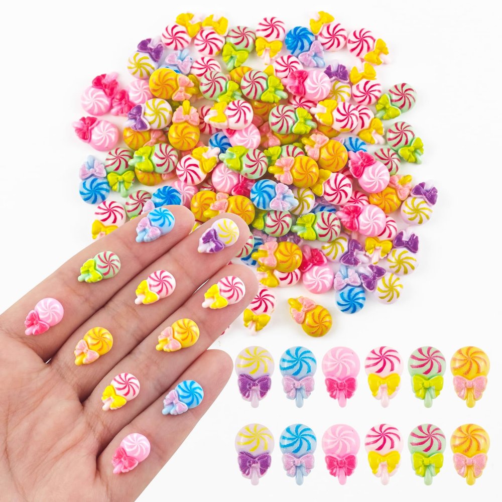 100 Pieces Tiny Lollipop for Dollhouse Miniatures Resin Food for Crafts Mini Lollipop Decor for Dollhouse Mini Kitchen Fairy Garden Micro Landscaping Decoration