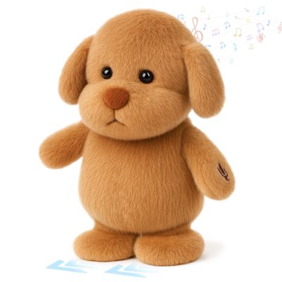 Easfan Talking Puppy Repeats What You Say Walking Singing Stuffed Animal Golden Dog Interactive Plush Toy Funny Animated Toy Mimicking Speaking Birthday for Kids Toddlers,8''